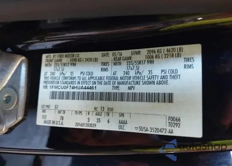 2017 Ford Escape S from USA, damaged, VIN 1FMCU0F74HUA44461